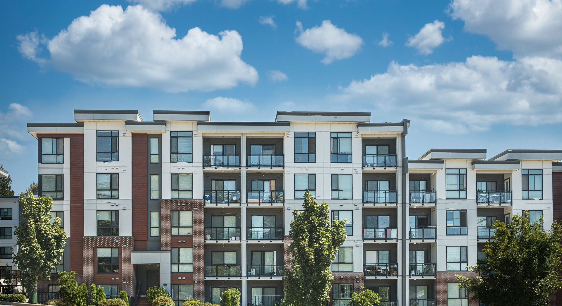 New modern block of flats. Residential apartment with flat buildings exterior. luxury house complex.